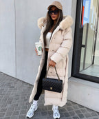Parka Larga con Capucha Pelo Sintético Mujer | May Beige