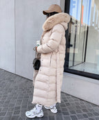 Parka Larga con Capucha Pelo Sintético Mujer | May Beige