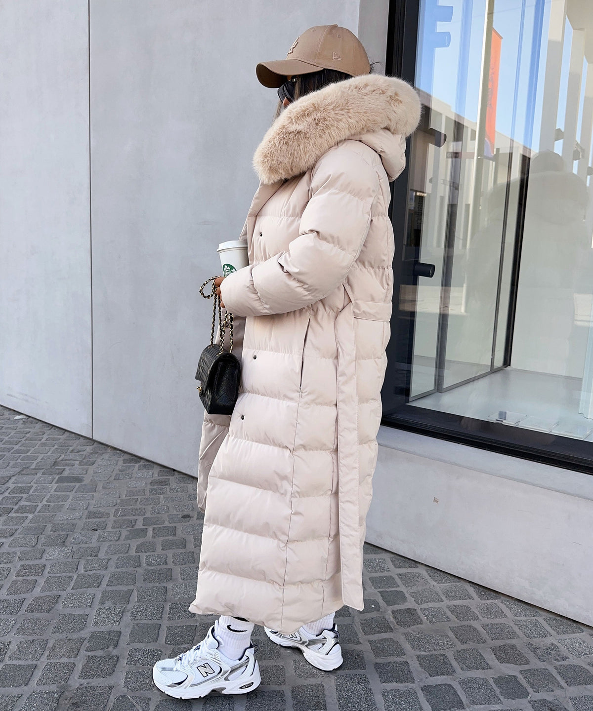 Parka Larga con Capucha Pelo Sintético Mujer | May Beige