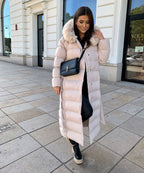 Parka Larga con Capucha Pelo Sintético Mujer | May Beige