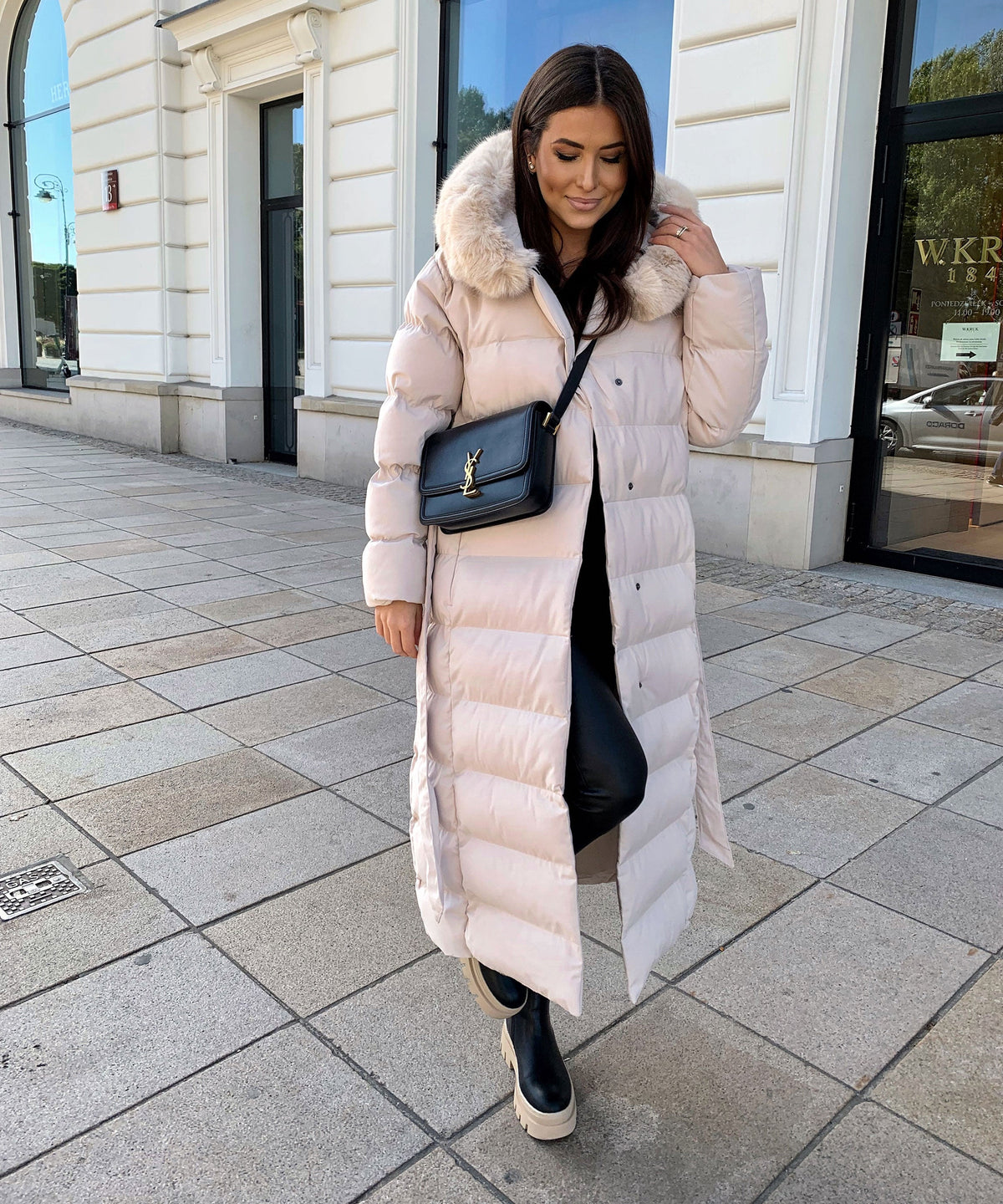 Parka Larga con Capucha Pelo Sintético Mujer | May Beige