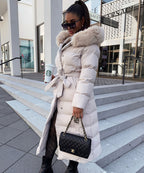 Parka Larga con Capucha Pelo Sintético Mujer | May Beige