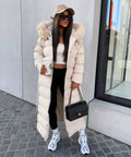 Parka Larga con Capucha Pelo Sintético Mujer | May Beige