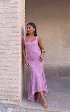 Vestido de Cóctel Asimétrico de Gasa Plisado Invitada de Boda  | Flora