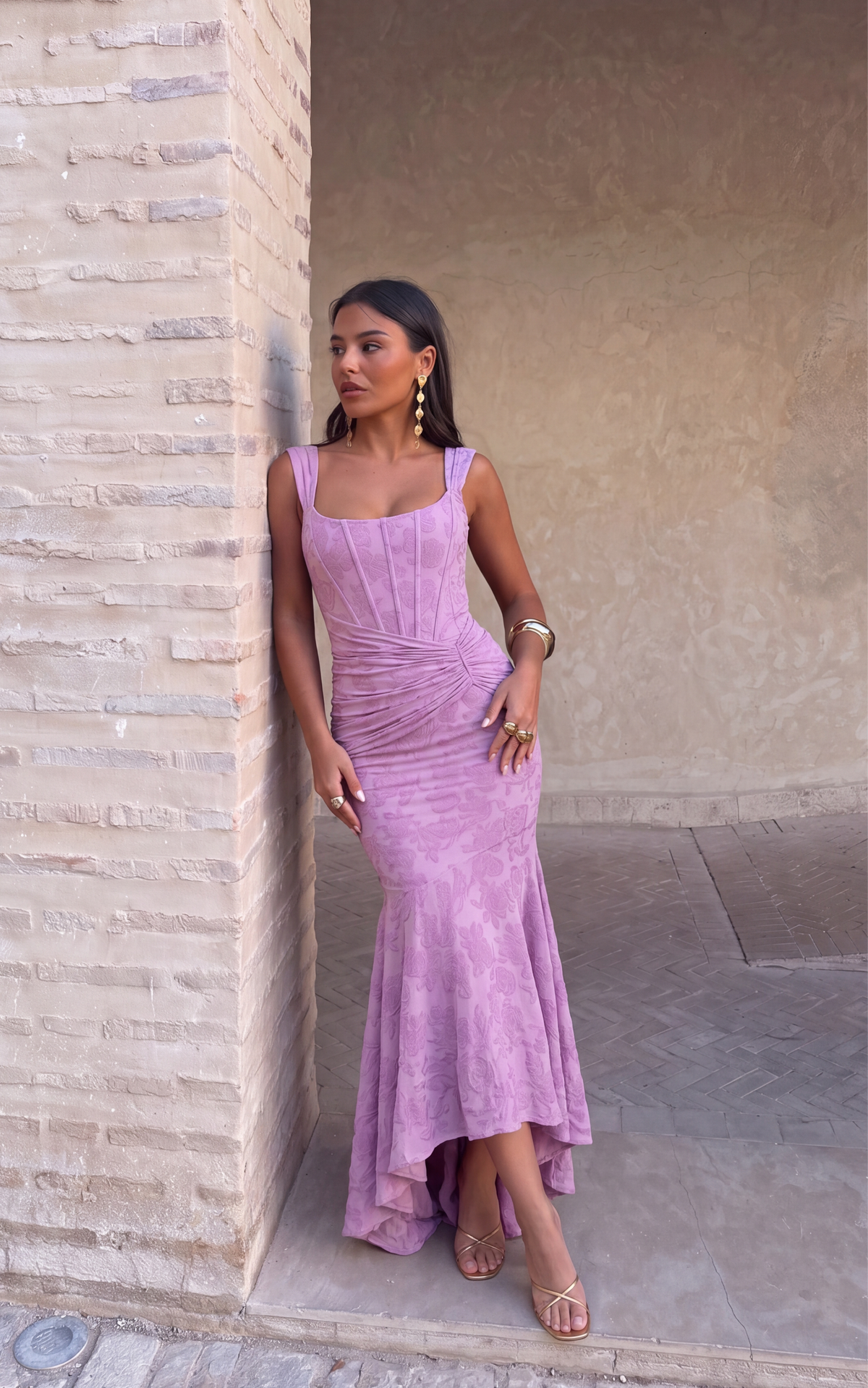 Vestido de Cóctel Asimétrico de Gasa Plisado Invitada de Boda  | Flora