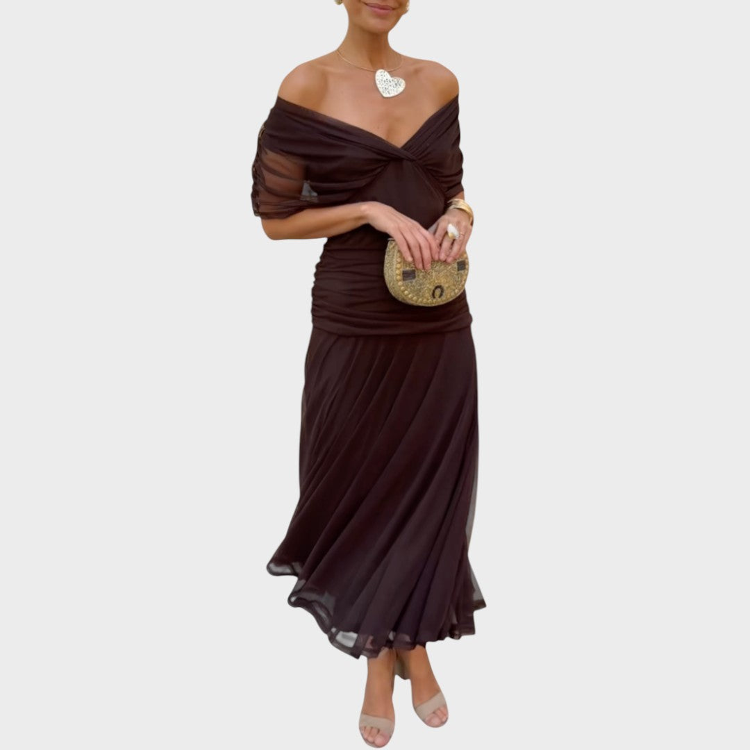Vestido Midi Largo Con Escote En V