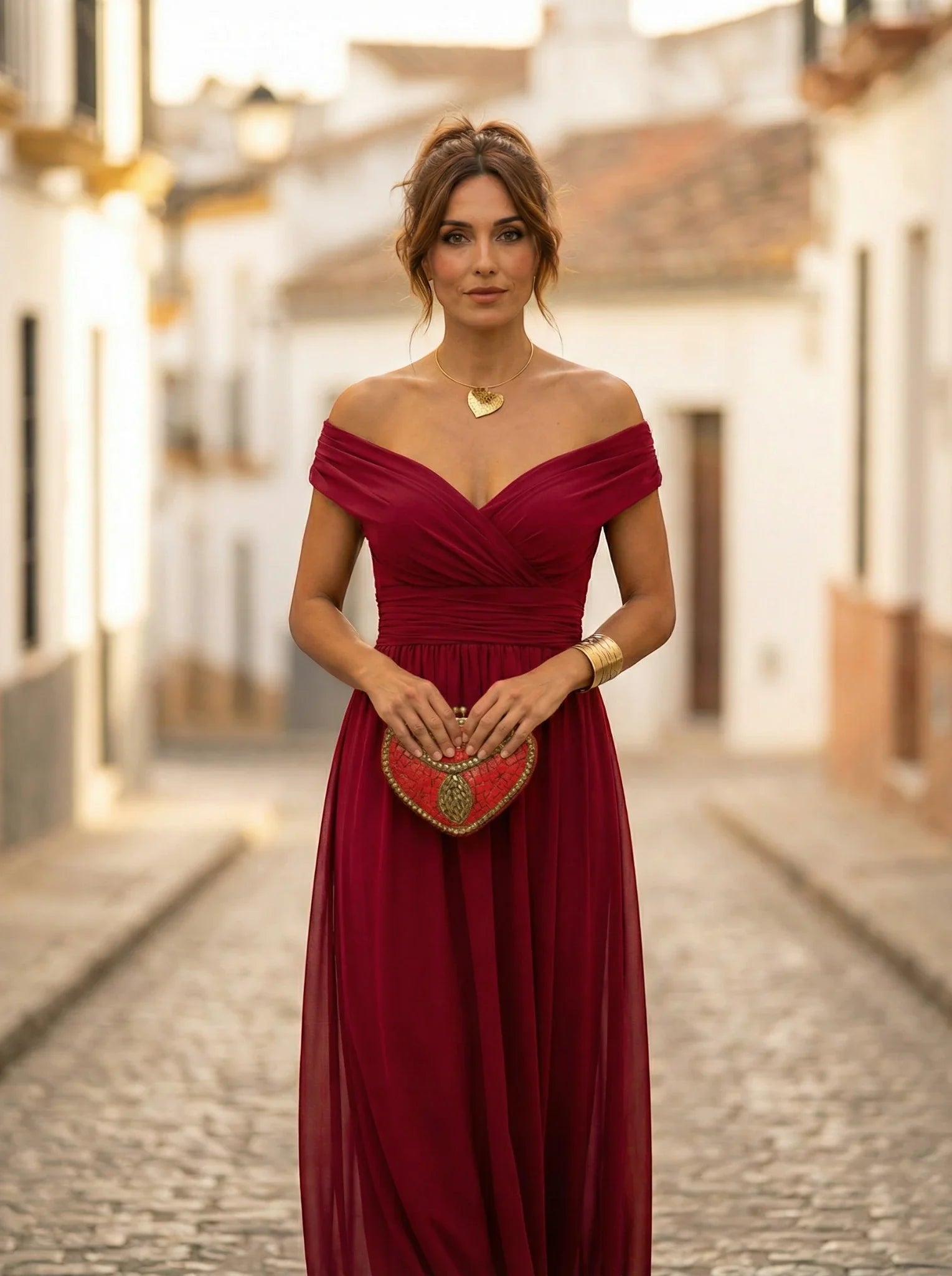 Vestido de Invitada de Boda Largo Elegante con Drapeado | Amparo