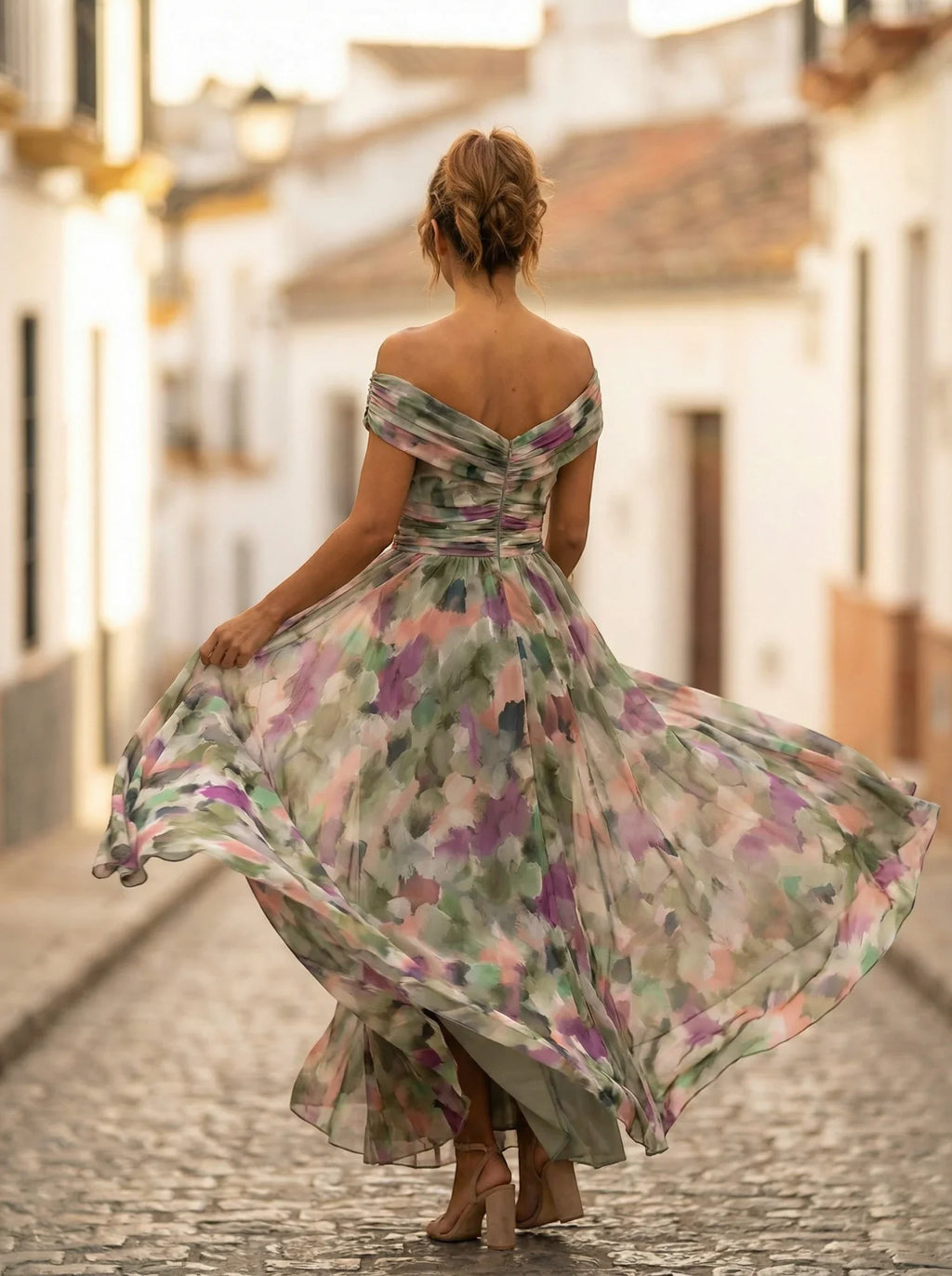 Vestido de Invitada de Boda Largo Elegante con Drapeado | Amparo