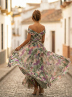 Vestido de Invitada de Boda Largo Elegante con Drapeado | Amparo