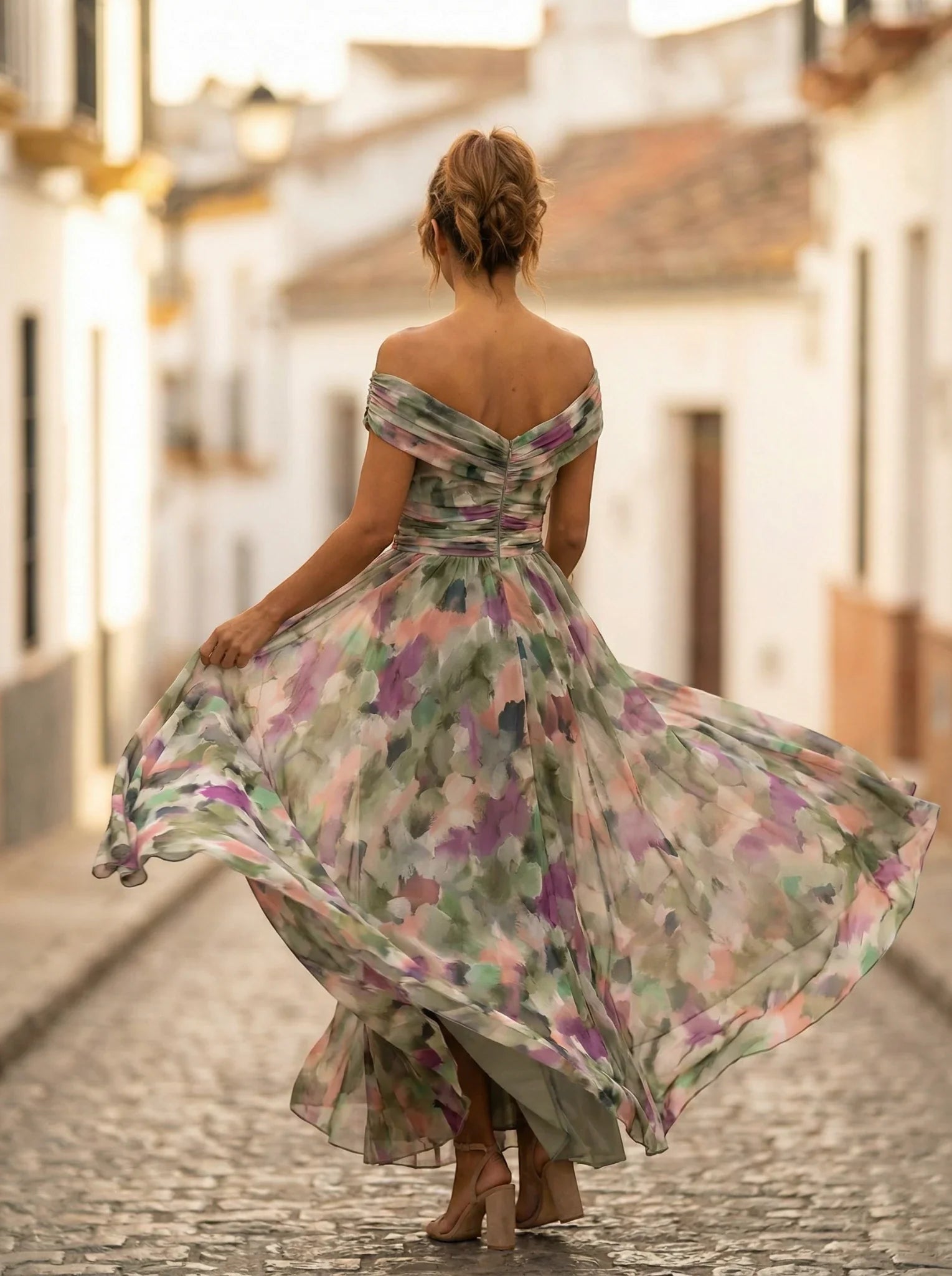 Vestido de Invitada de Boda Largo Elegante con Drapeado | Amparo