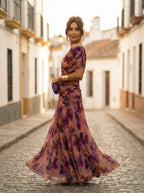 Vestido de Invitada de Boda Largo Elegante con Drapeado | Amparo
