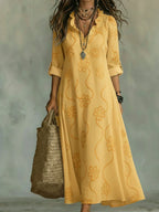 Vestido de Verano Largo Boho con Flores y Volantes | Mari
