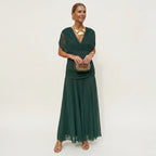Vestido de Invitada de Boda Largo Elegante con Hombros Descubiertos | Leila