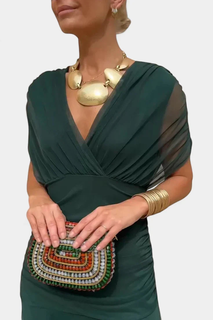 Vestido de Invitada de Boda Largo Elegante con Hombros Descubiertos | Leila