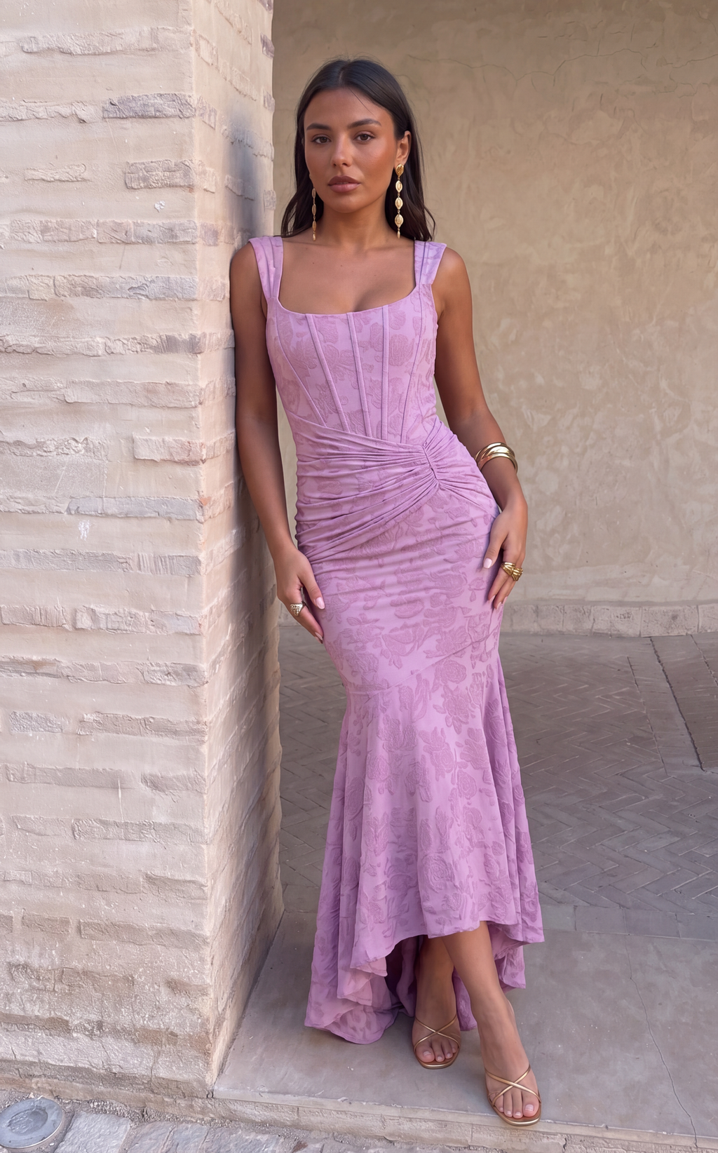 Vestido de Cóctel Asimétrico de Gasa Plisado Invitada de Boda  | Flora