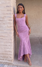 Vestido de Cóctel Asimétrico de Gasa Plisado Invitada de Boda  | Flora