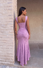 Vestido de Cóctel Asimétrico de Gasa Plisado Invitada de Boda  | Flora