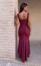 Vestido de Cóctel Asimétrico de Gasa Plisado Invitada de Boda  | Flora