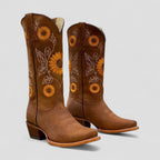 Botas Camperas Altas con Bordado Floral para Mujer