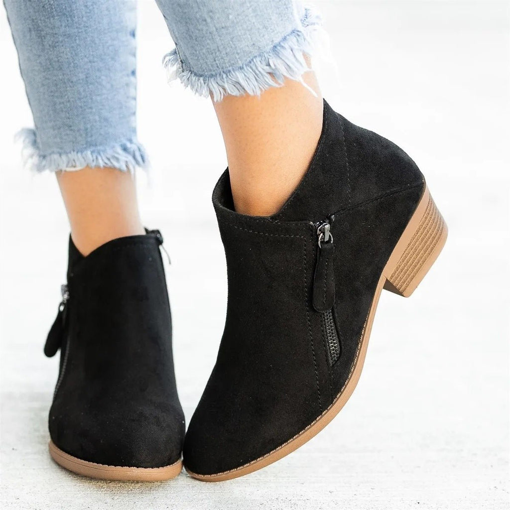 Botines de Ante con Tacón de Madera para Mujer
