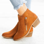 Botines de Ante con Tacón de Madera para Mujer