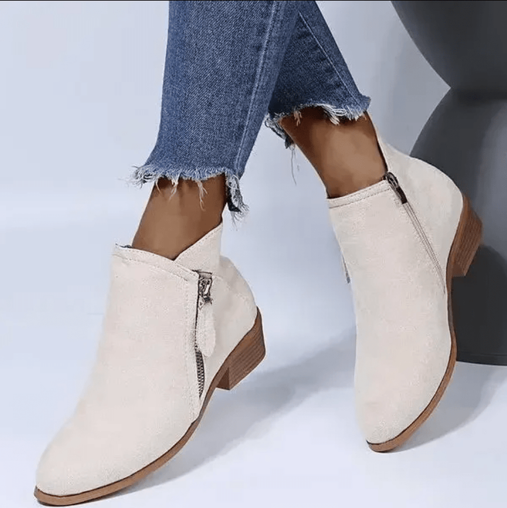 Botines de Ante con Tacón de Madera para Mujer