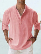 Camisa de Lino de Manga Larga Hombre Cuello Abierto | Adrian