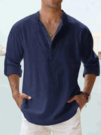 Camisa de Lino de Manga Larga Hombre Cuello Abierto | Adrian