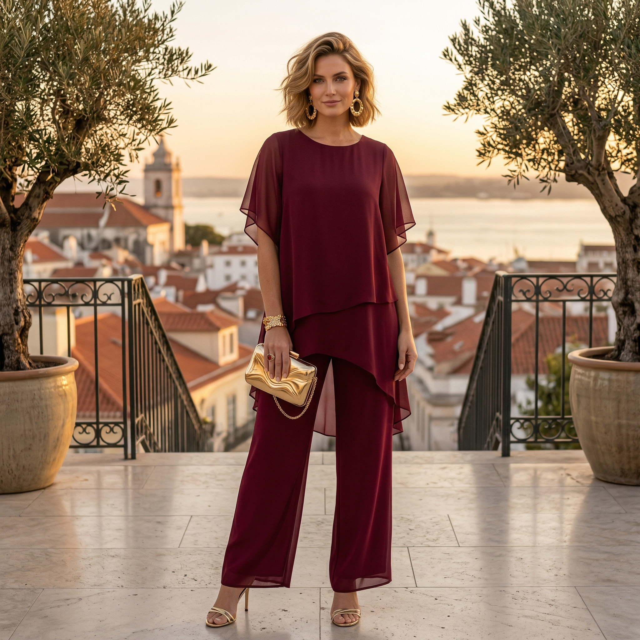 Conjunto Elegante de Ceremonia Mujer Túnica Asimétrica | Ainhoa