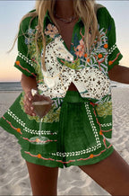 Conjunto Camisa y Short lino Estampado Verano Playa | Marbella 2.0