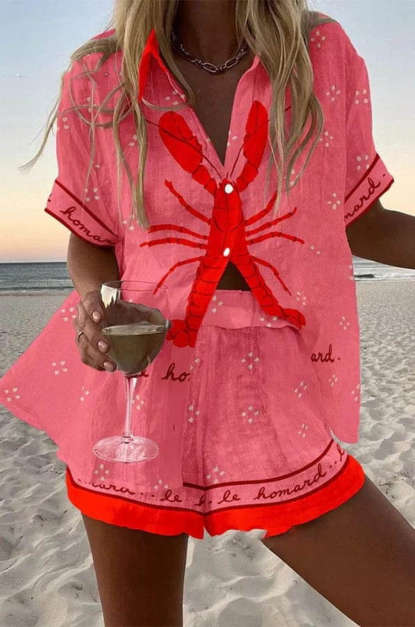 Conjunto Camisa y Short lino Estampado Verano Playa | Marbella 2.0