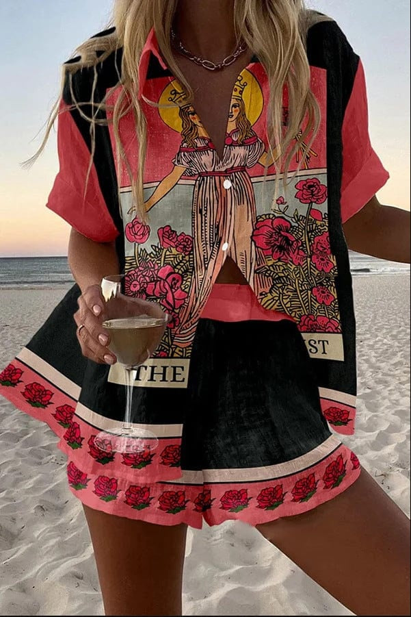 Conjunto Camisa y Short lino Estampado Verano Playa | Marbella 2.0