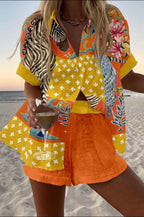 Conjunto Camisa y Short lino Estampado Verano Playa | Marbella 2.0