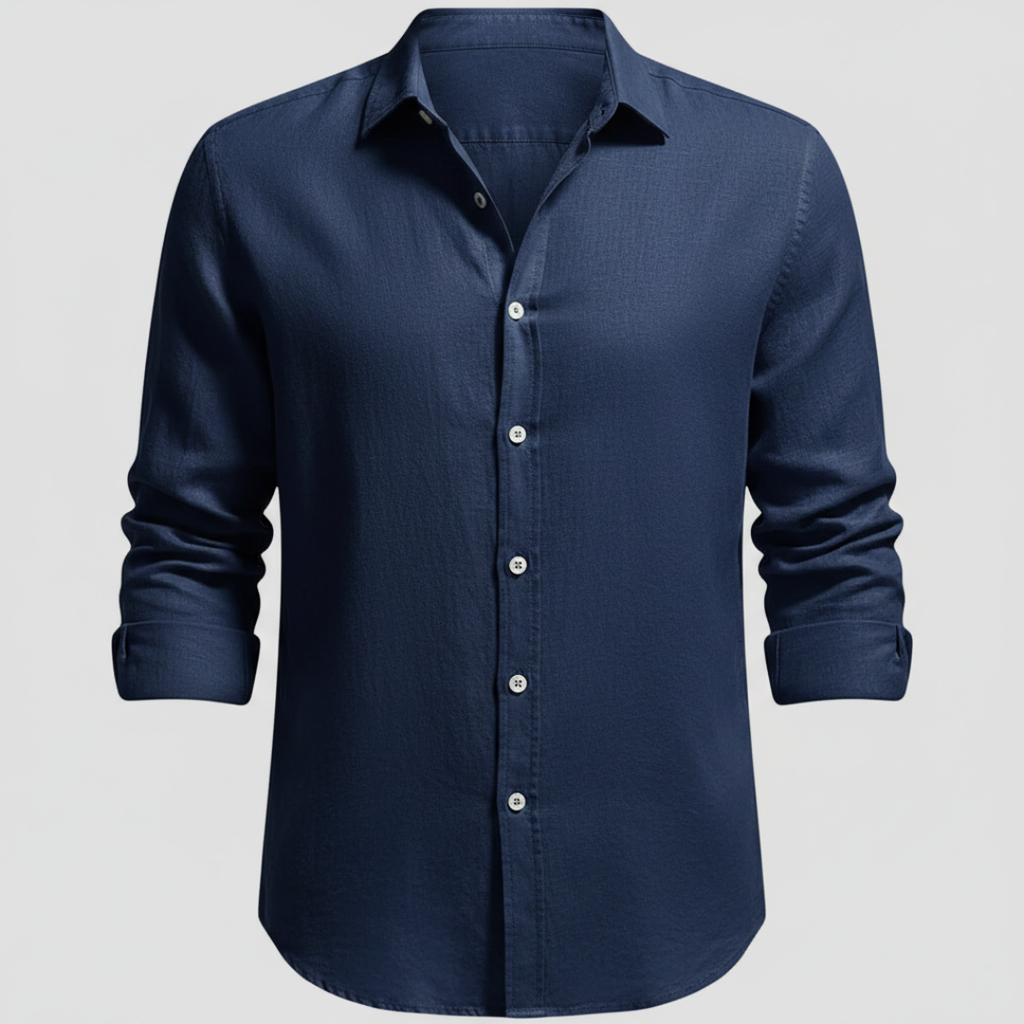 Camisa de Lino Hombre de Manga Larga con Cuello Abierto | Alvaro