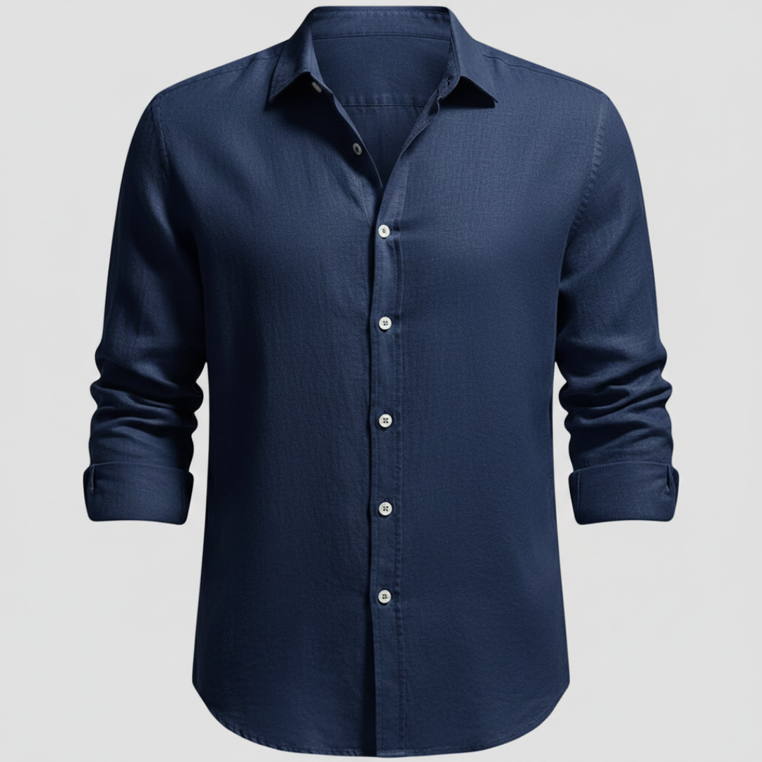 Camisa de Lino Hombre de Manga Larga con Cuello Abierto | Alvaro