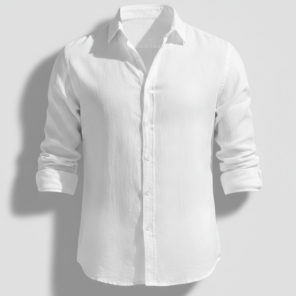 Camisa de Lino Hombre de Manga Larga con Cuello Abierto | Alvaro