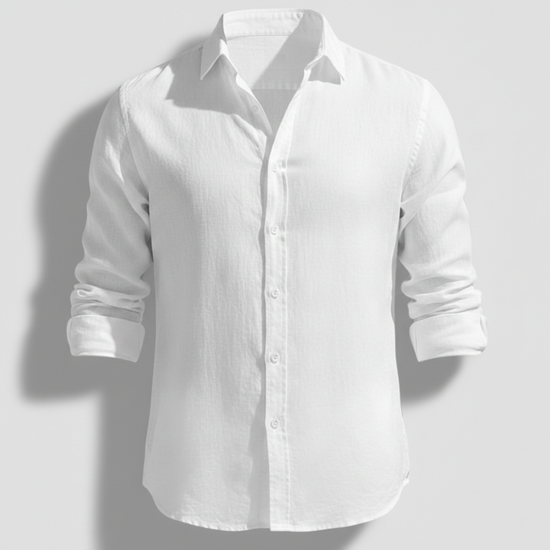Camisa de Lino Hombre de Manga Larga con Cuello Abierto | Alvaro