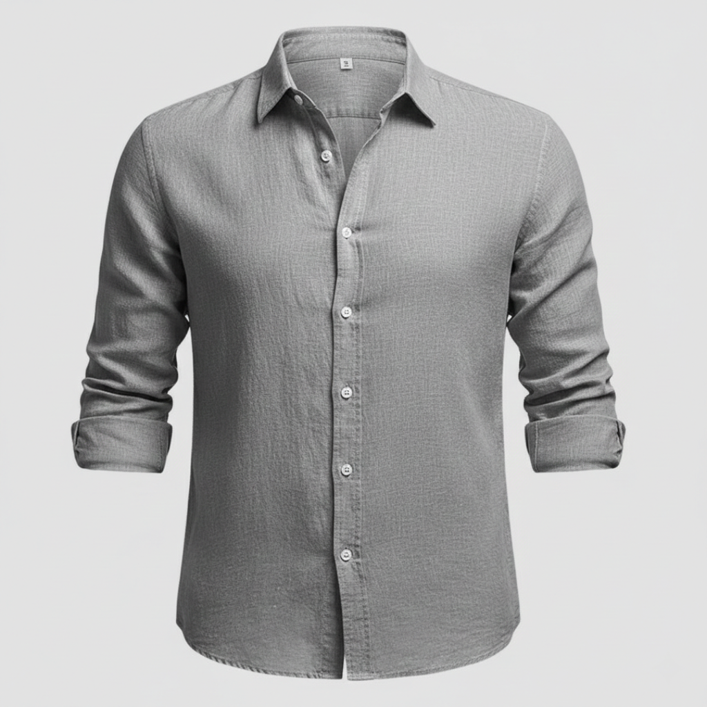 Camisa de Lino Hombre de Manga Larga con Cuello Abierto | Alvaro