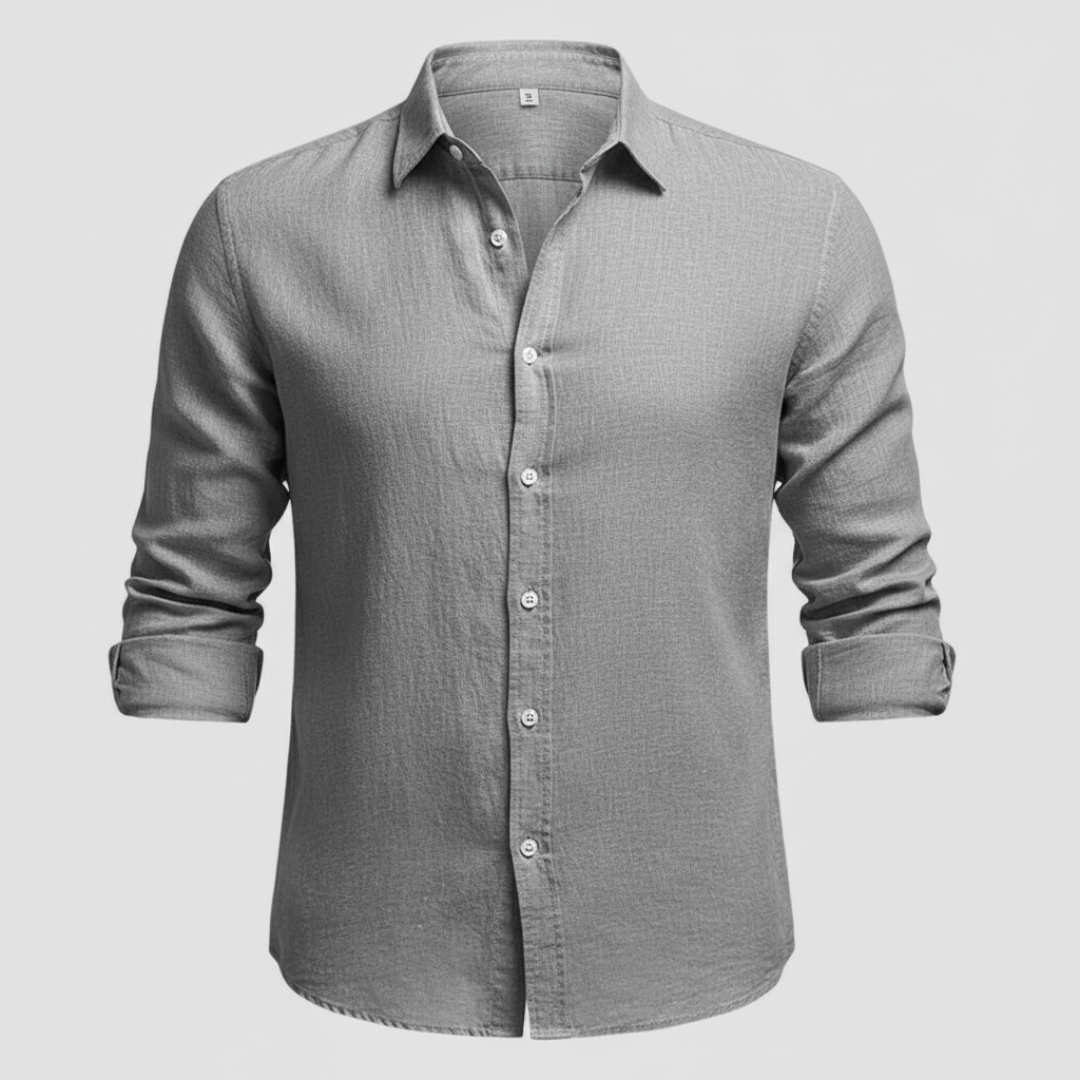Camisa de Lino Hombre de Manga Larga con Cuello Abierto | Alvaro