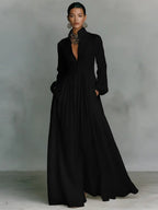 Vestido Largo de Novia Sencillo Mujer Manga Larga Botones | Ariadna