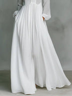 Vestido Largo de Novia Sencillo Mujer Manga Larga Botones | Ariadna
