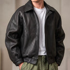 Chaqueta Efecto Piel con Cremallera y Cuello Camisero para Hombre | Héctor