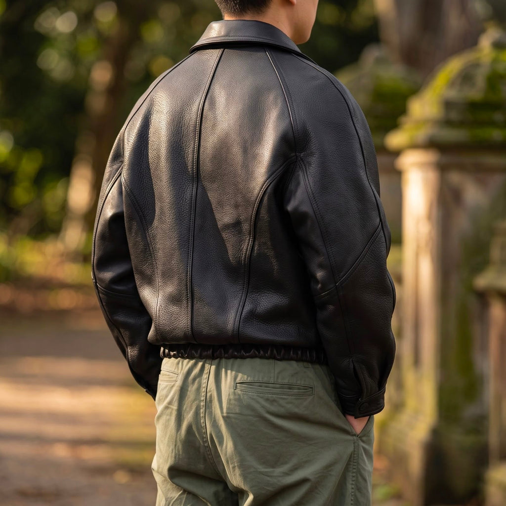Chaqueta Efecto Piel con Cremallera y Cuello Camisero para Hombre | Héctor