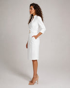 Vestido Midi Cruzado con Cinturón y Manga 3/4 Mujer