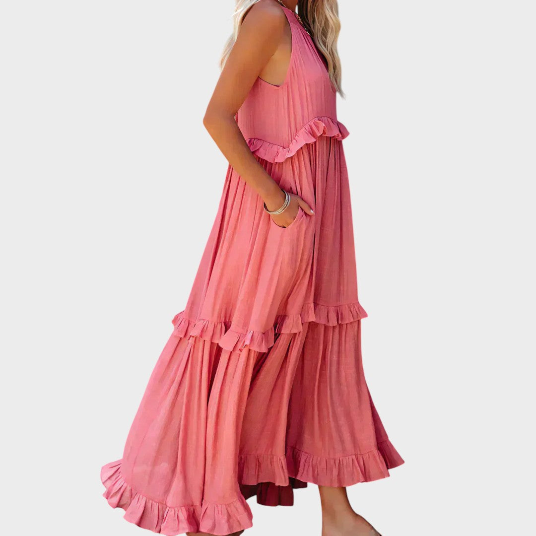 Vestido Sin Mangas Con Ribete De Volantes | Landry