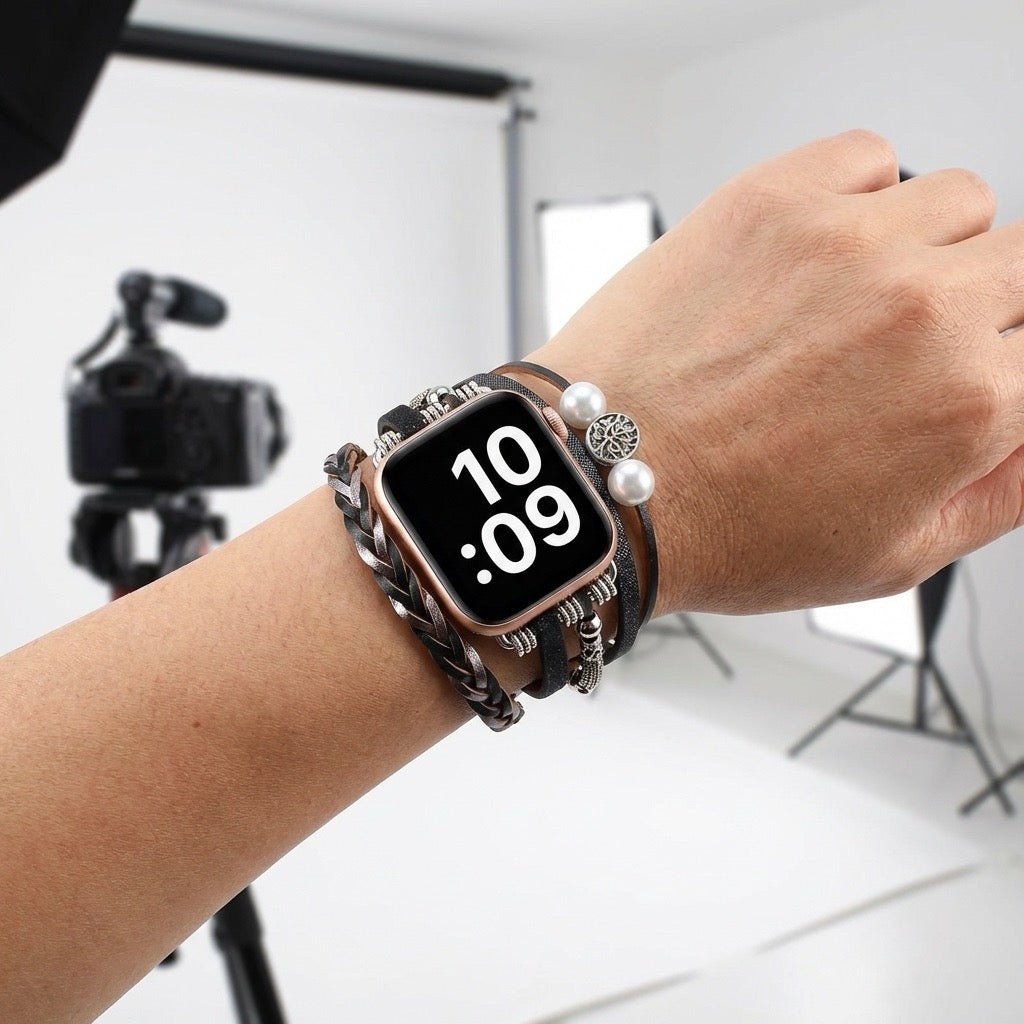 Pulsera trenzada de varios hilos para Apple Watch, con dije de árbol de la vida, para mujer, modelo Ténecia