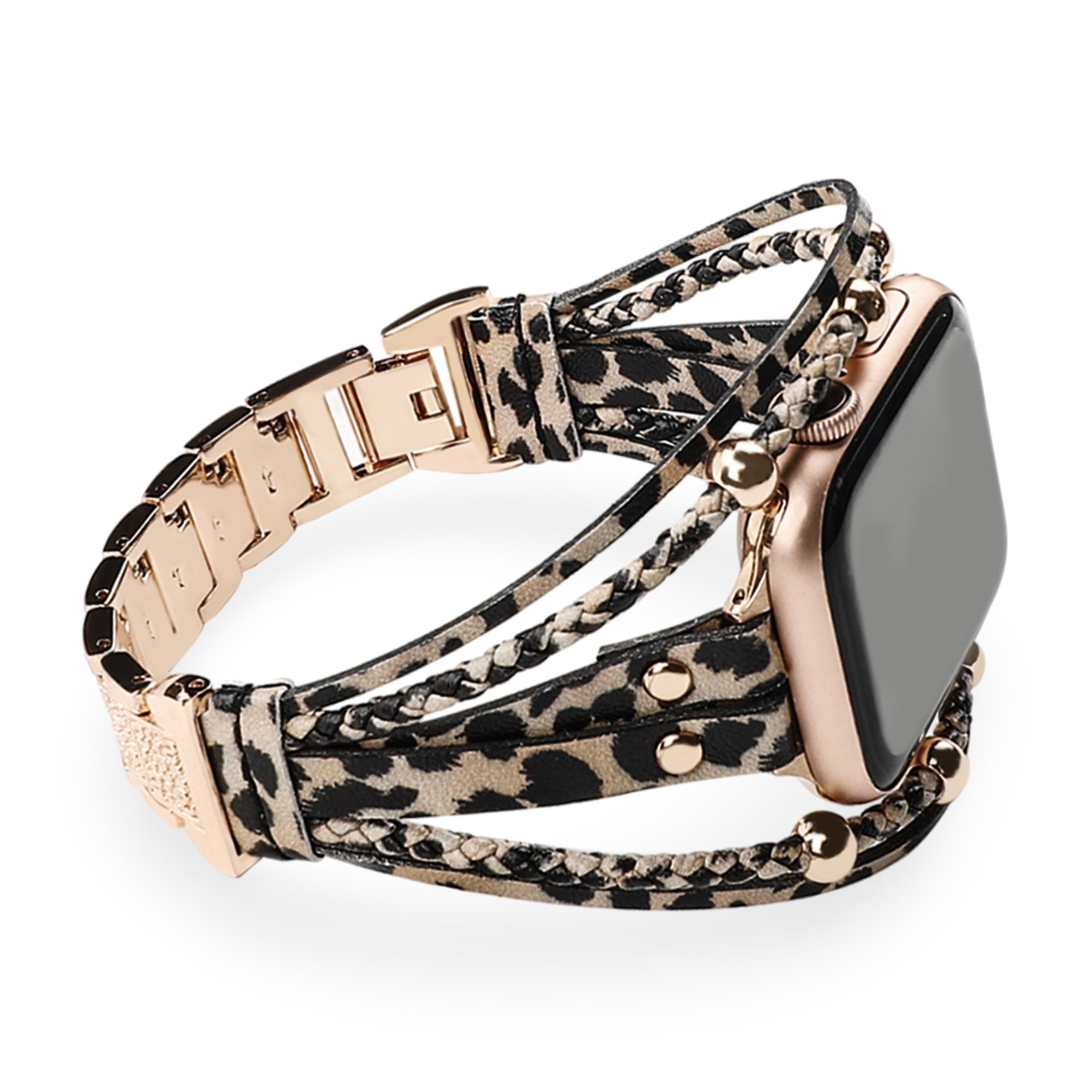 Pulsera Apple Watch de múltiples hileras, con strass y trenzado, para mujer, modelo Melona