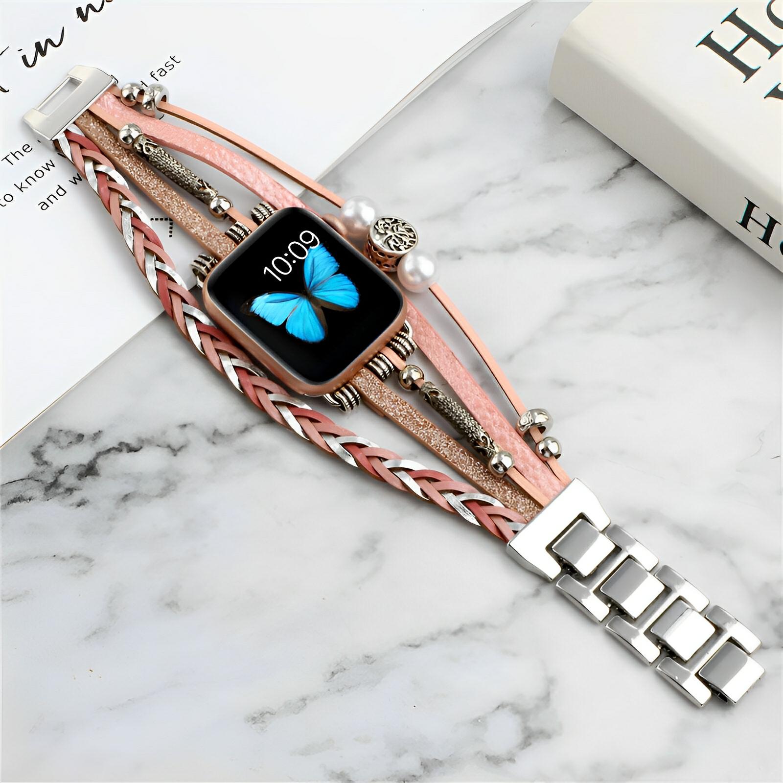 Pulsera trenzada de varios hilos para Apple Watch, con dije de árbol de la vida, para mujer, modelo Ténecia