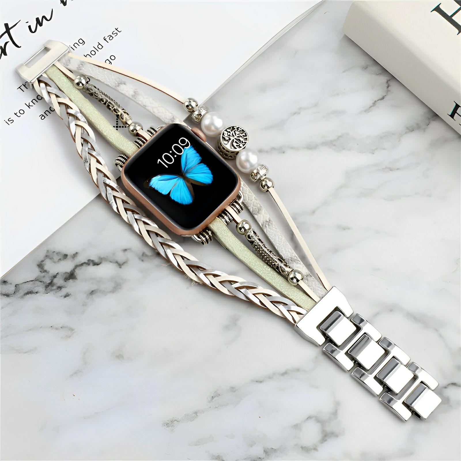 Pulsera trenzada de varios hilos para Apple Watch, con dije de árbol de la vida, para mujer, modelo Ténecia
