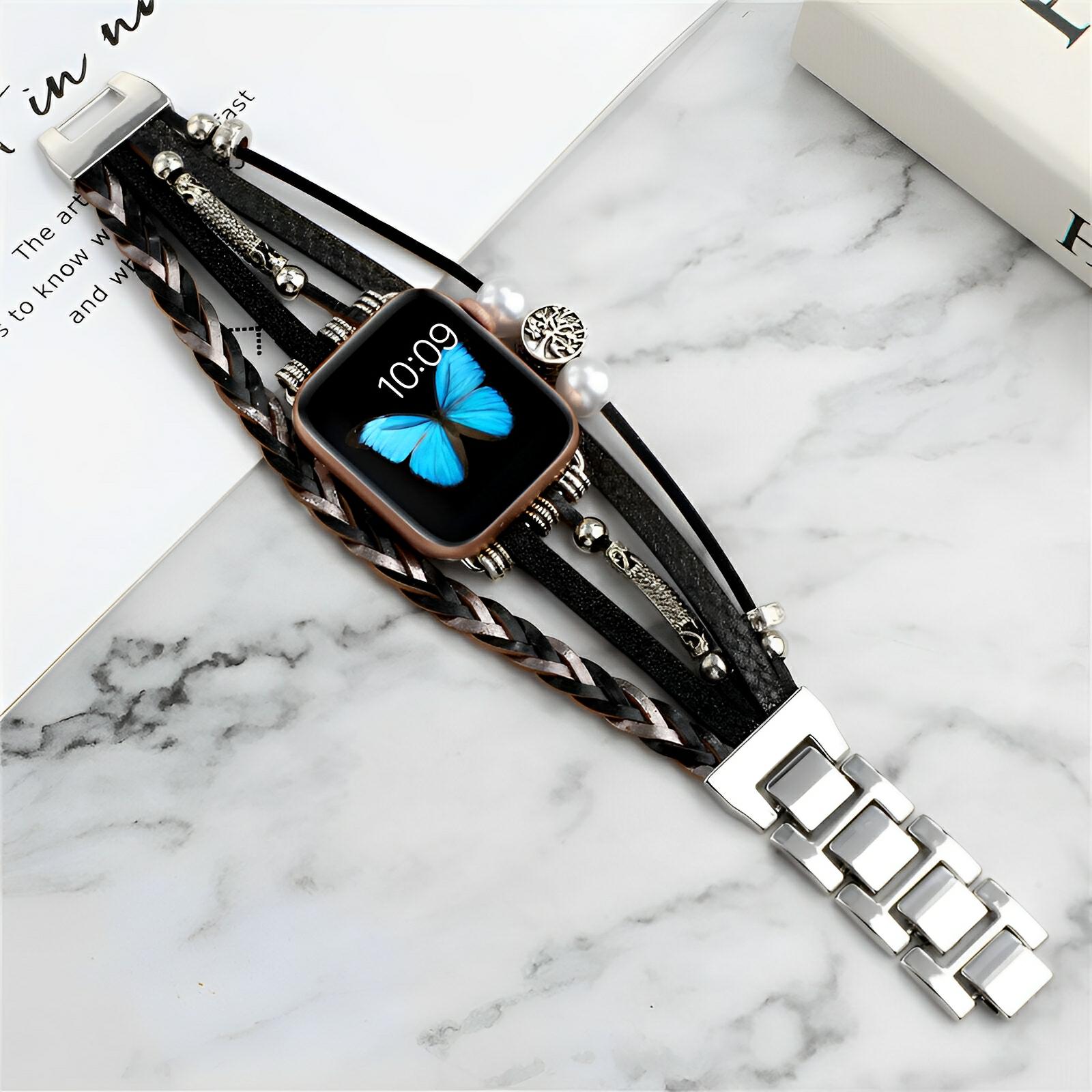 Pulsera trenzada de varios hilos para Apple Watch, con dije de árbol de la vida, para mujer, modelo Ténecia